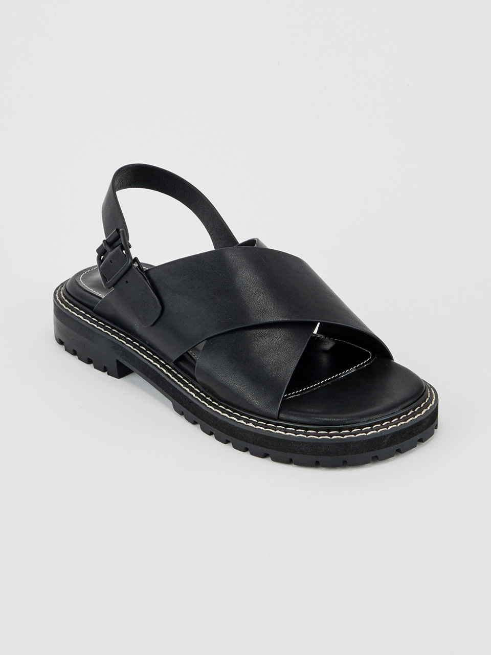 Wide Strap Sandal (Black)